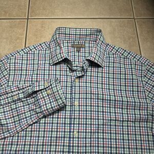 MINT Peter Millar Summer Comfort Men's L Nylon Check Button Up Long Sleeve Shirt